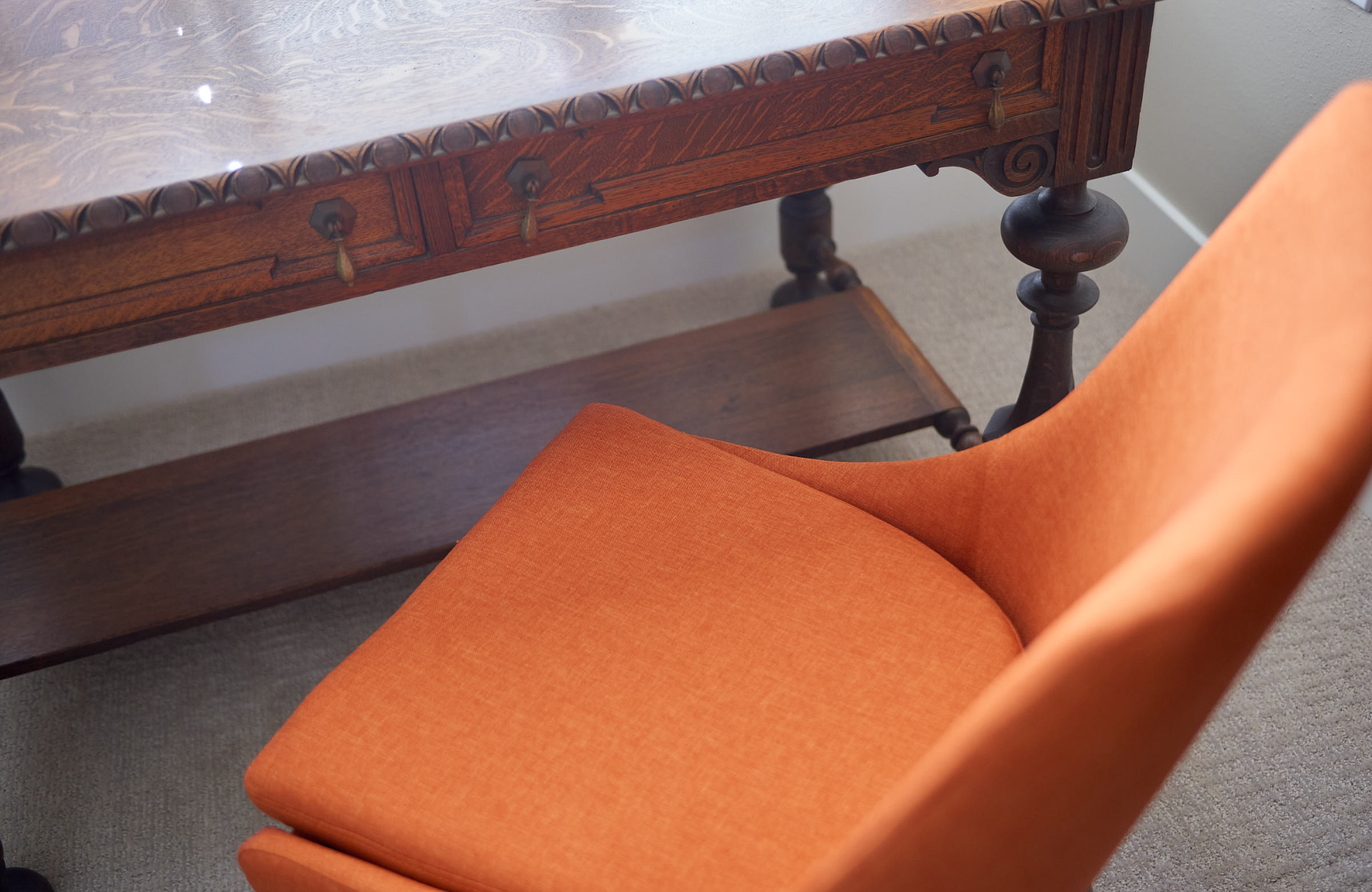 raashi-design-alamo-ca-durable-home-finishes-kid-pet-friendly-orange-chair-performance-fabric-modern-interior-design
