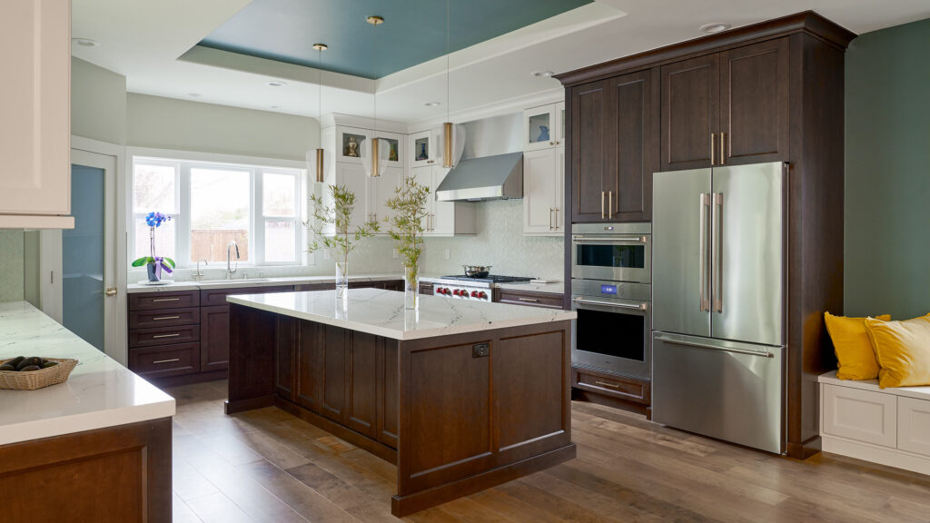 full-service-interior-design-danville-ca-designing-a-personal-home-luxury-kitchen-large-island-wood-cabinets-painted-ceiling-large-window-delight