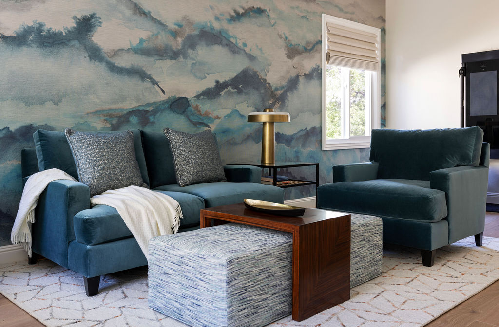turn-key-residential-interior-design-high-quality-rug-living-room-blue-wallpaper-and-sofa-comprehensive-design-delight-and-inspire