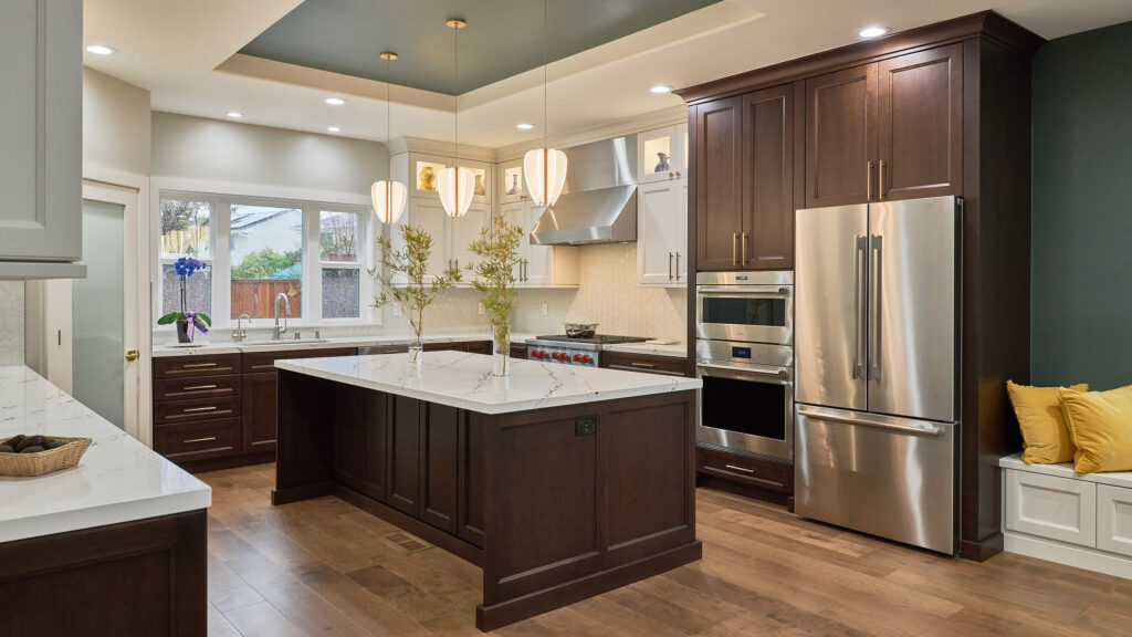 raashi-design-los-altos-ca-wood-finishes-large-kitchen-with-tray-ceiling-large-island-dark-wood-stain-luxury-design-vastu-shastra-design-plan